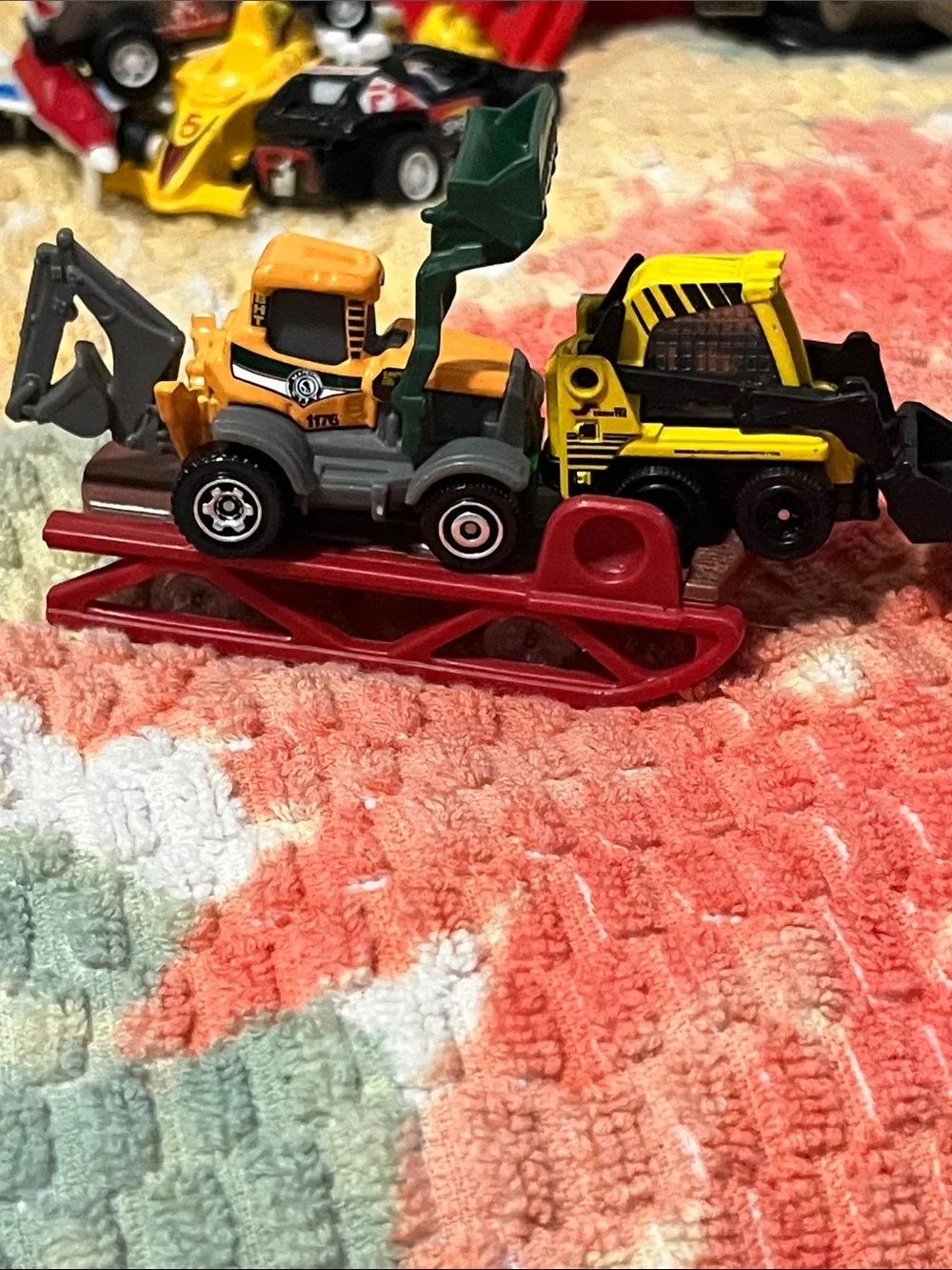 Mini Construction & Ride-On Vehicle Set - Yellow, Blue, Red & Green